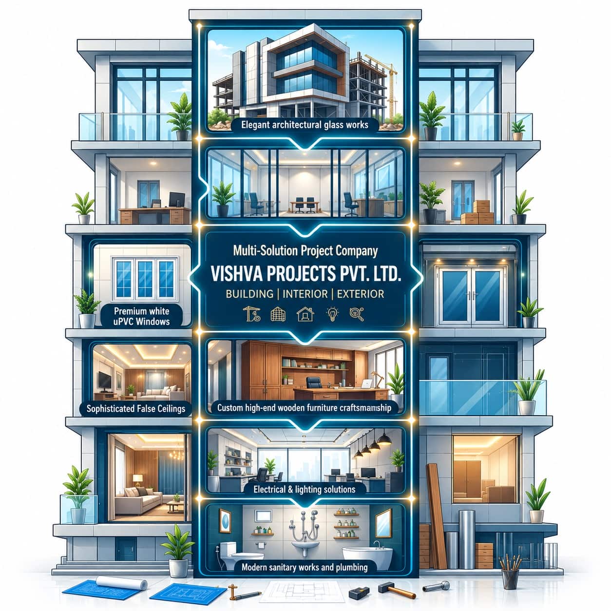 Vishva Projects building, interior and exterior solutions